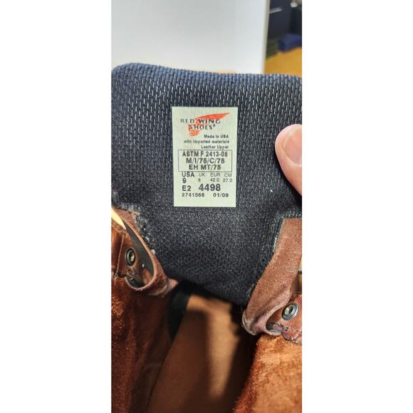 Red Wing Boots Mens 9 EE Metguard Safety Steel Toe Leather 4498 Foot Shield Cut main image 12